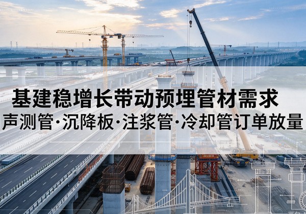独山子基建稳增长带动预埋监测管材需求，声测管、沉降板、注浆管订单持续放量